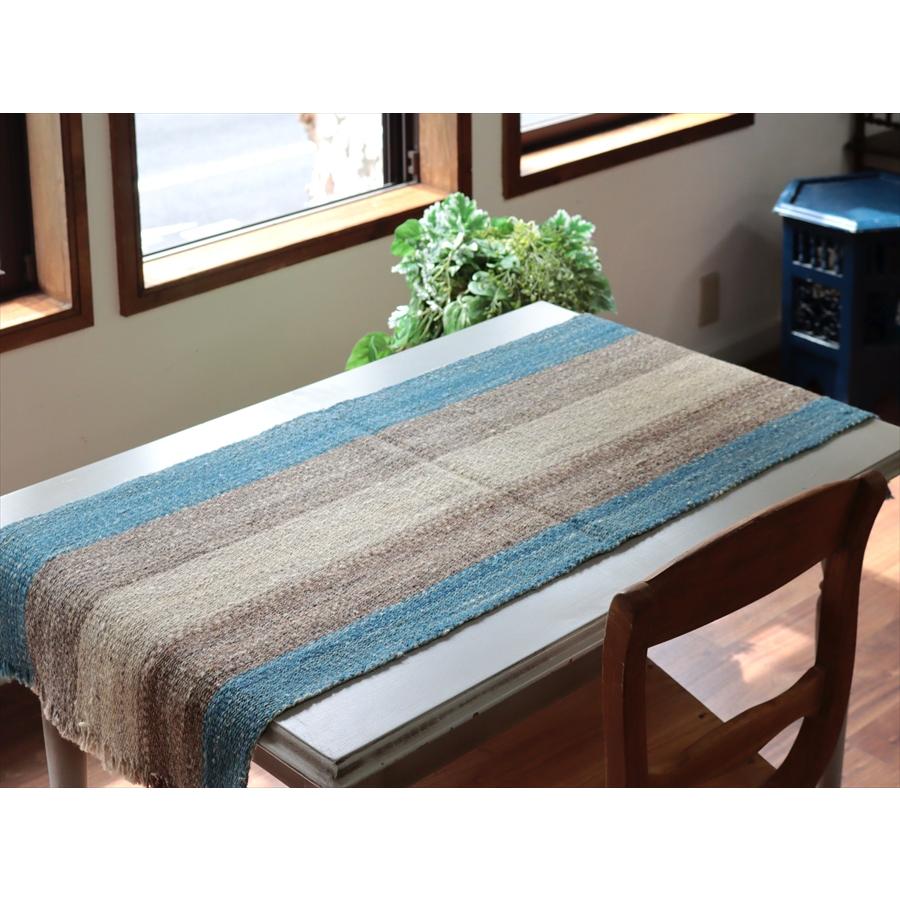 トルコの手織りキリム カルス 124x50cm ブルー＆グレー ストライプ |  | 01