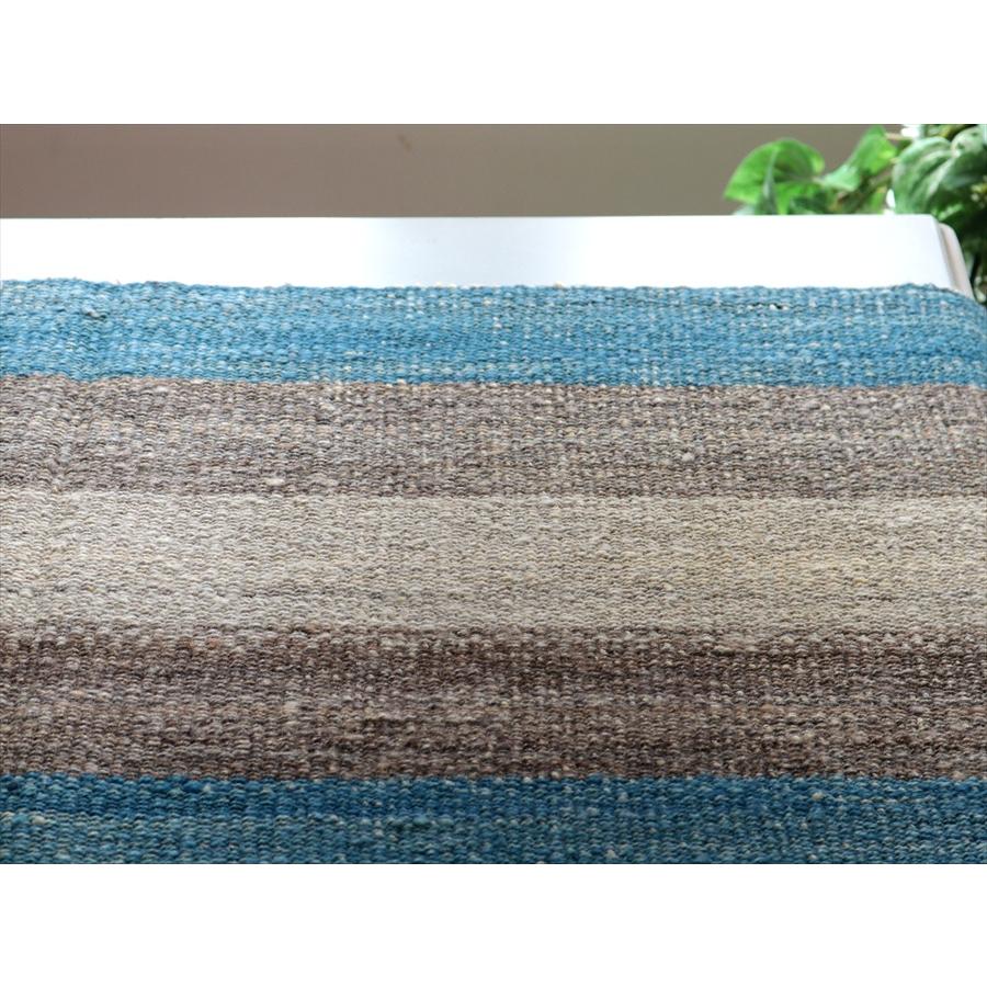 トルコの手織りキリム カルス 124x50cm ブルー＆グレー ストライプ |  | 02