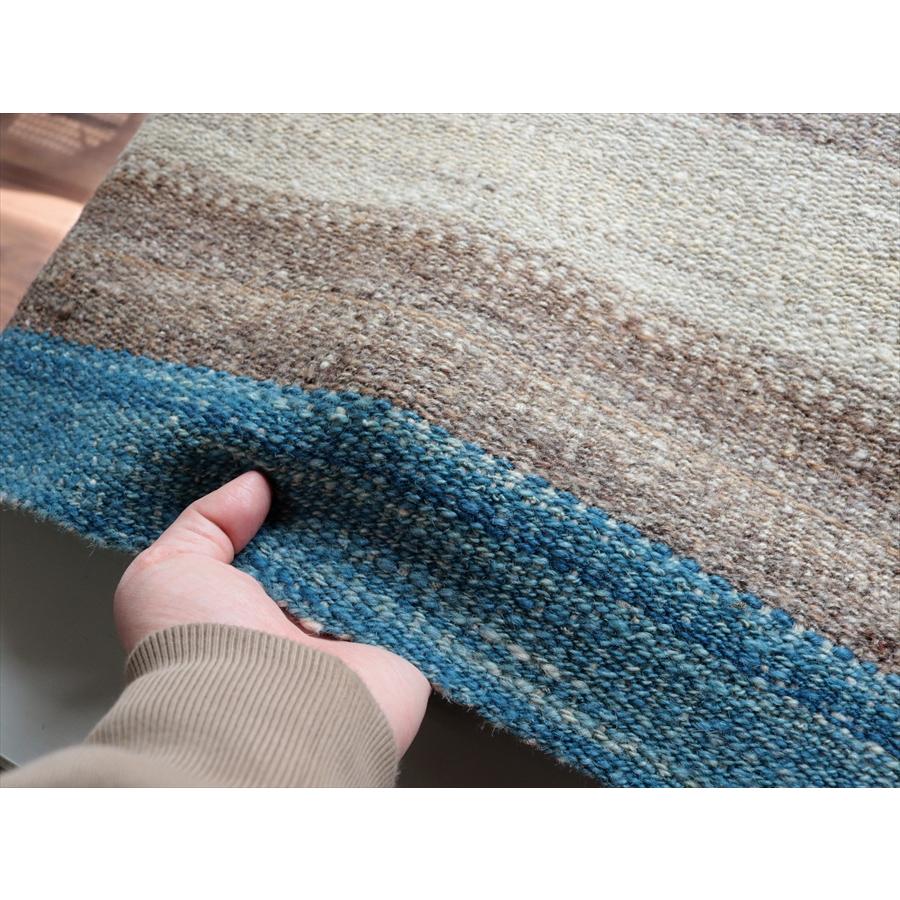 トルコの手織りキリム カルス 124x50cm ブルー＆グレー ストライプ |  | 03