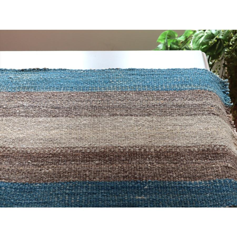 トルコの手織りキリム カルス 115x49cm ブルー＆グレー ストライプ |  | 02
