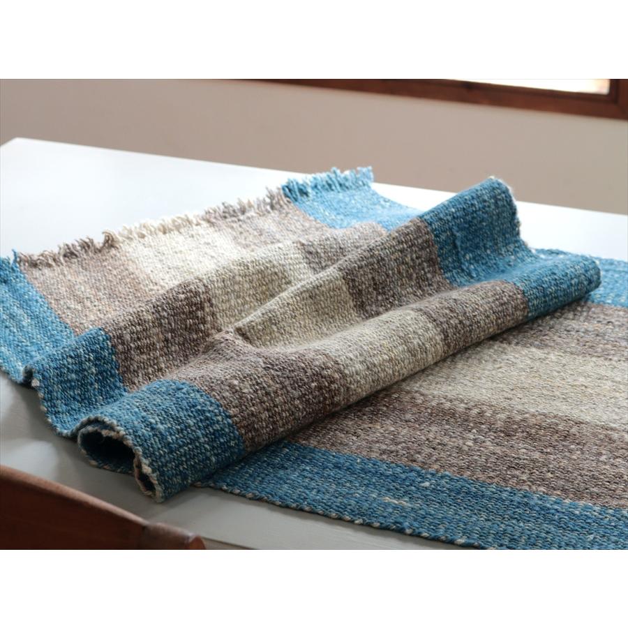 トルコの手織りキリム カルス 115x49cm ブルー＆グレー ストライプ |  | 04