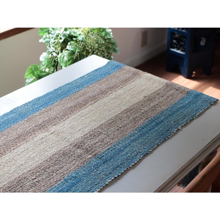 トルコの手織りキリム カルス 189x46cm ブルー＆グレー ストライプ |  | 02