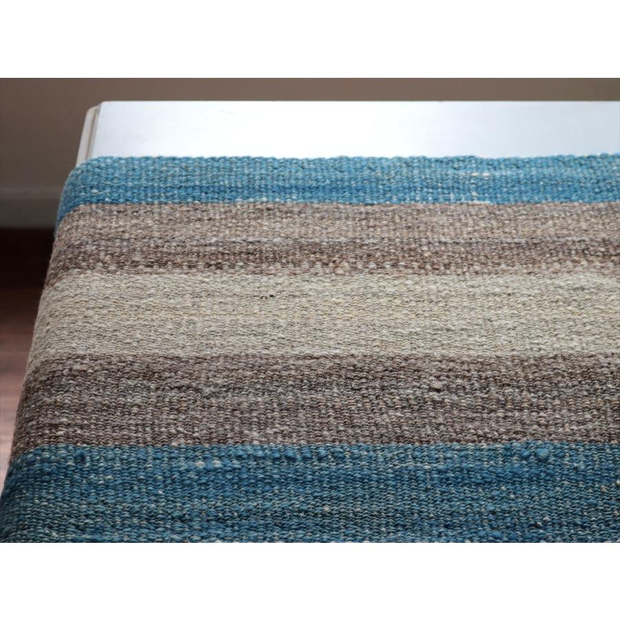 トルコの手織りキリム カルス 189x46cm ブルー＆グレー ストライプ |  | 03