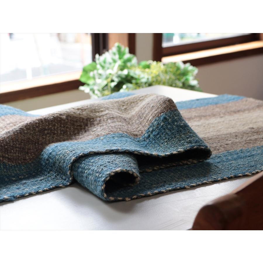 トルコの手織りキリム カルス 189x46cm ブルー＆グレー ストライプ |  | 04