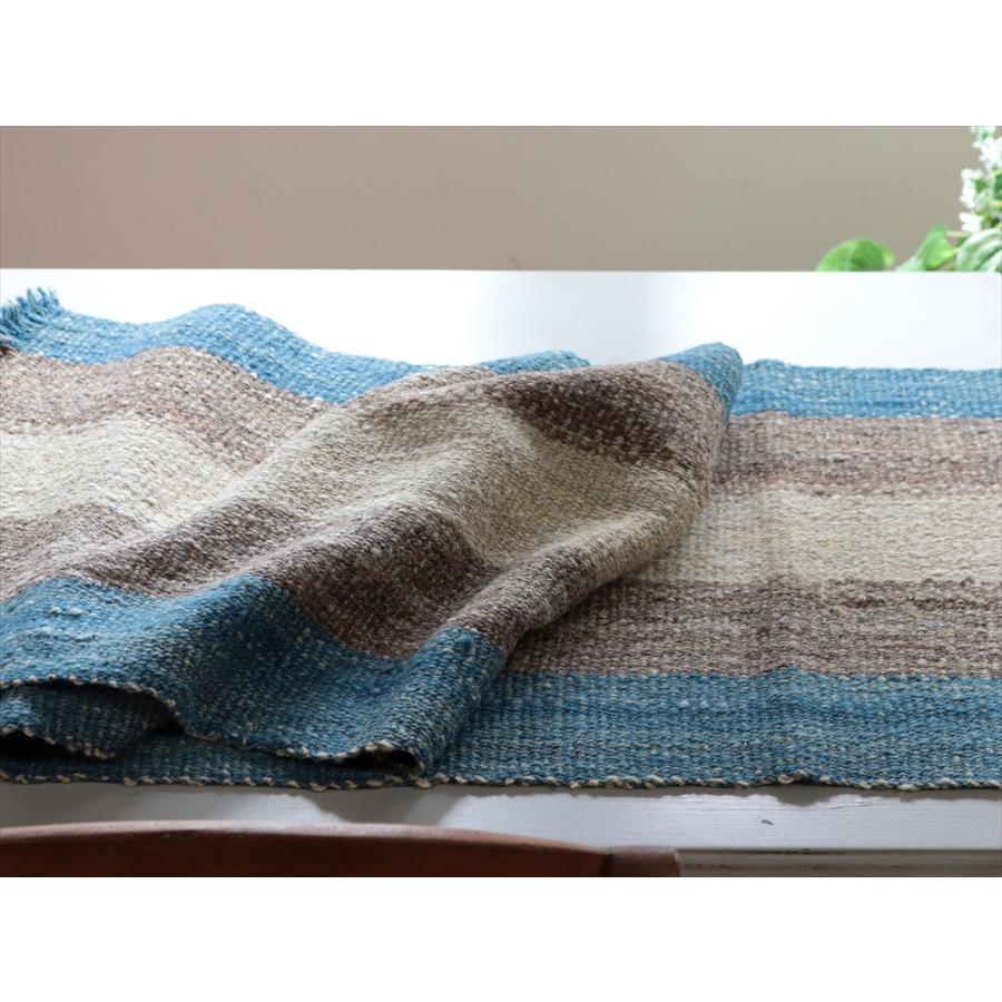 トルコの手織りキリム カルス 189x46cm ブルー＆グレー ストライプ |  | 05