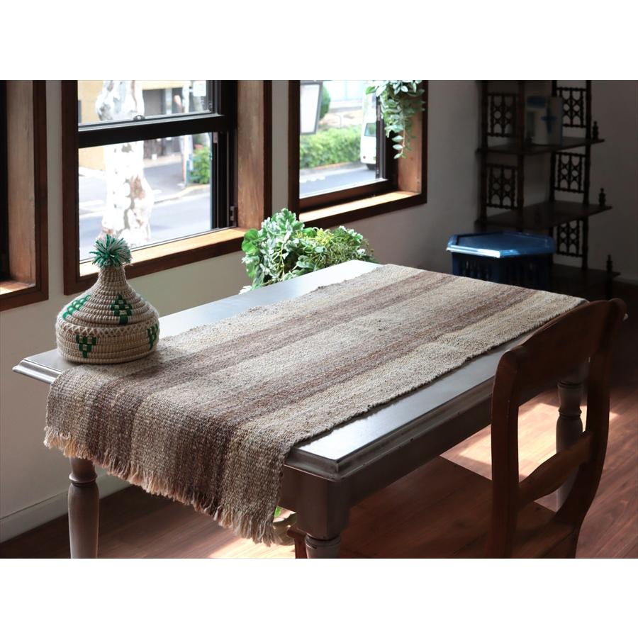 トルコの手織りキリム カルス 118x48cm ブラウン＆アイボリー ストライプ |  | 01