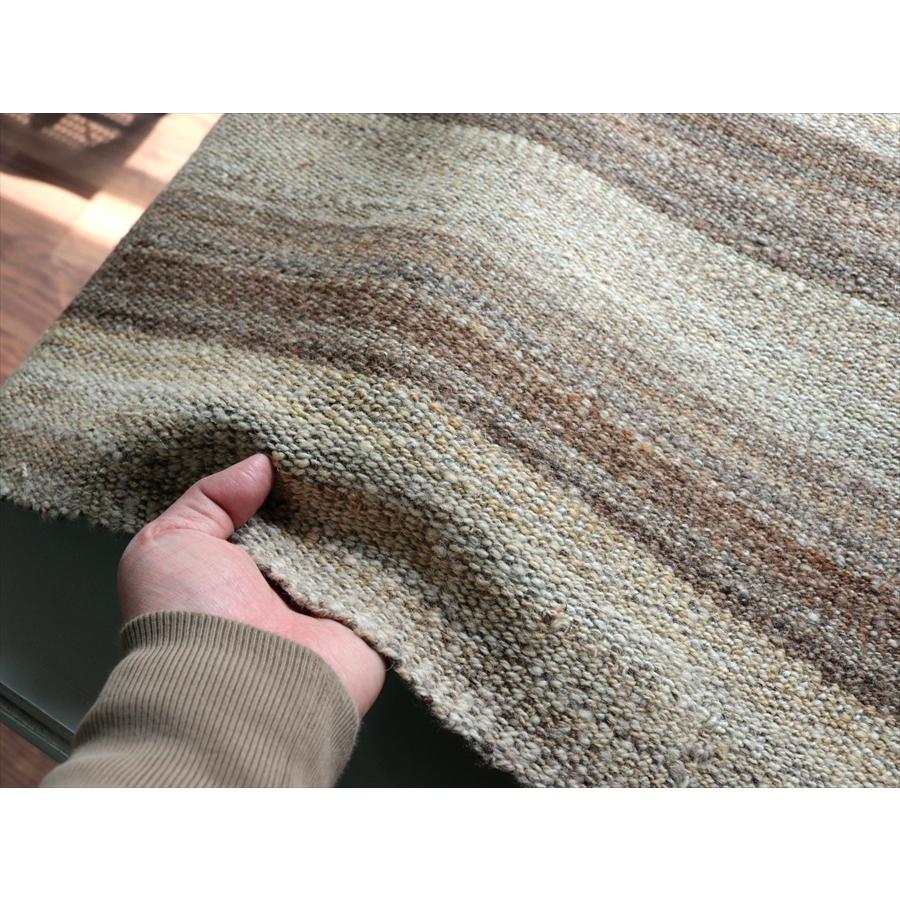 トルコの手織りキリム カルス 118x48cm ブラウン＆アイボリー ストライプ |  | 03