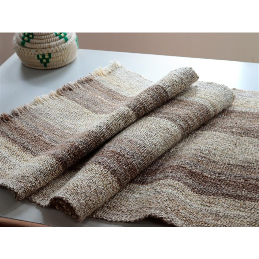 トルコの手織りキリム カルス 118x48cm ブラウン＆アイボリー ストライプ |  | 04