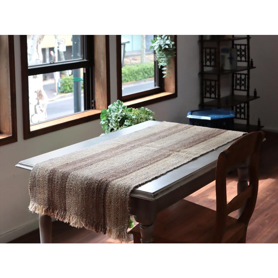 トルコの手織りキリム カルス 123x48cm ブラウン＆アイボリー ストライプ |  | 01