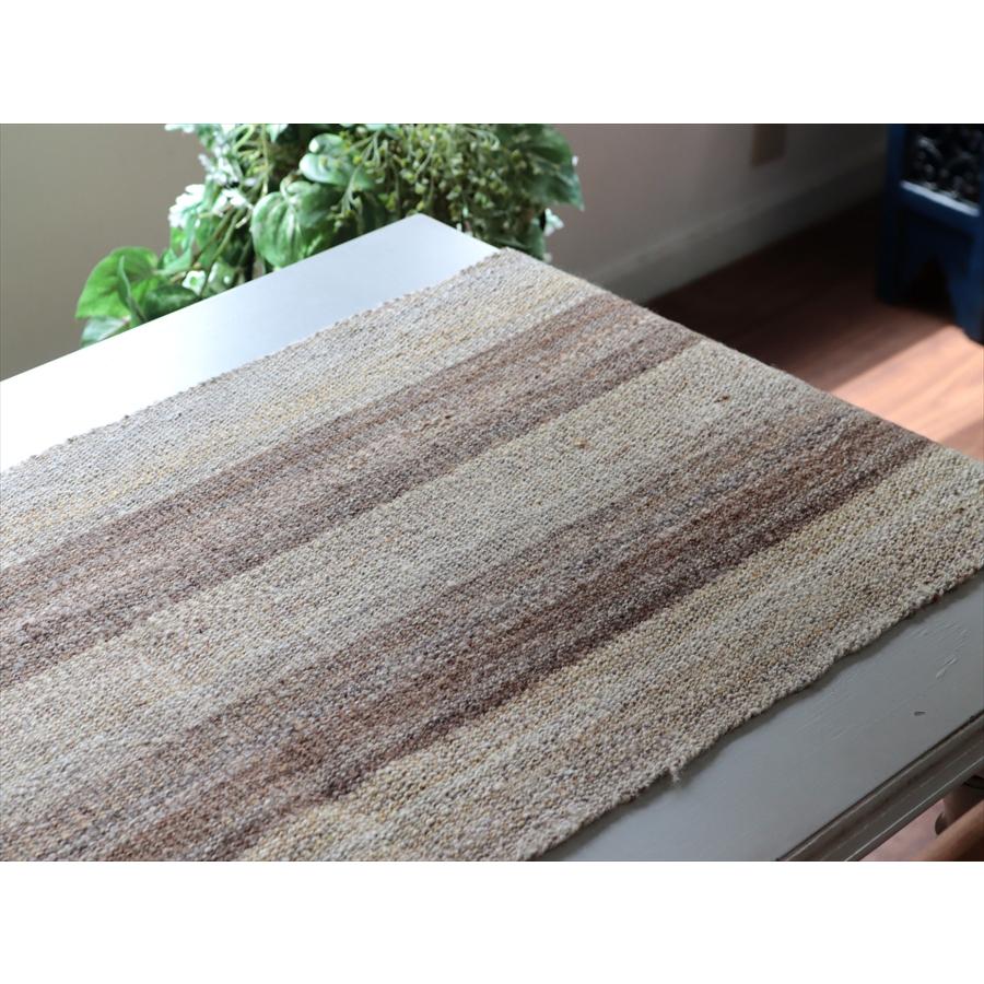 トルコの手織りキリム カルス 123x48cm ブラウン＆アイボリー ストライプ |  | 02