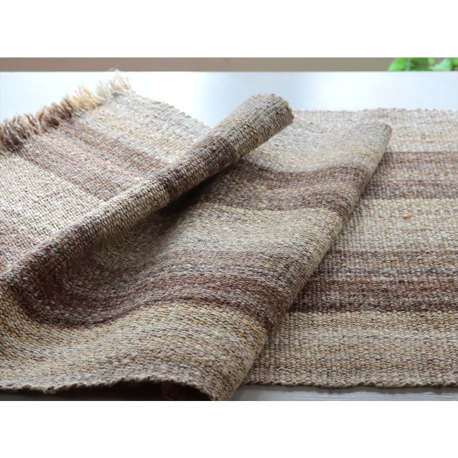 トルコの手織りキリム カルス 123x48cm ブラウン＆アイボリー ストライプ |  | 04