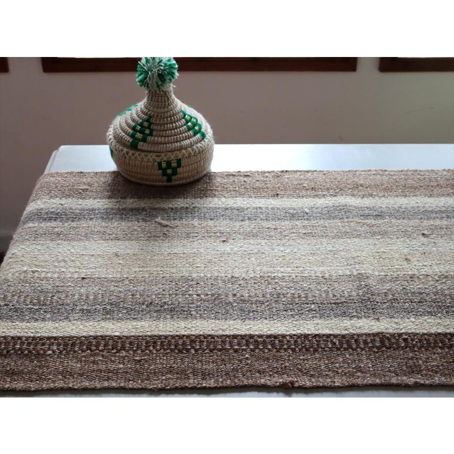 トルコの手織りキリム カルス 194x49cm ブラウン＆アイボリー ストライプ |  | 02