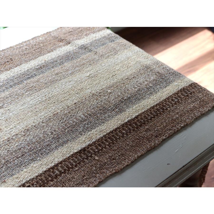 トルコの手織りキリム カルス 194x49cm ブラウン＆アイボリー ストライプ |  | 03