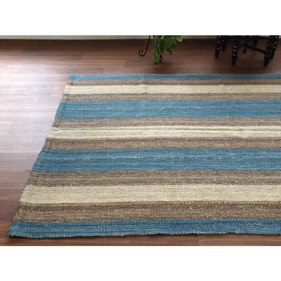 トルコの手織りキリム カルス 209x147cm ストライプ アイボリー＆ブラウン |  | 03