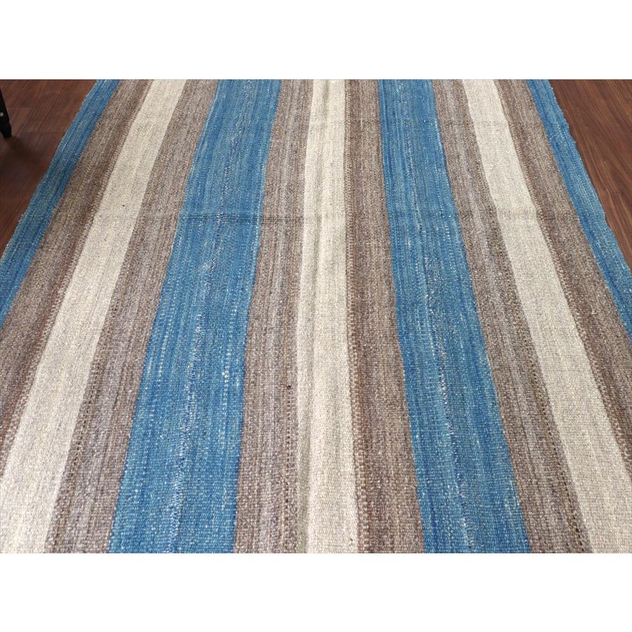 トルコの手織りキリム カルス 209x147cm ストライプ アイボリー＆ブラウン |  | 06