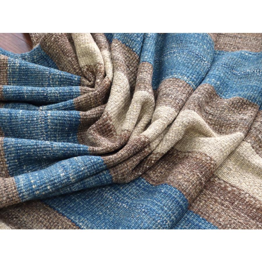 トルコの手織りキリム カルス 209x147cm ストライプ アイボリー＆ブラウン |  | 07