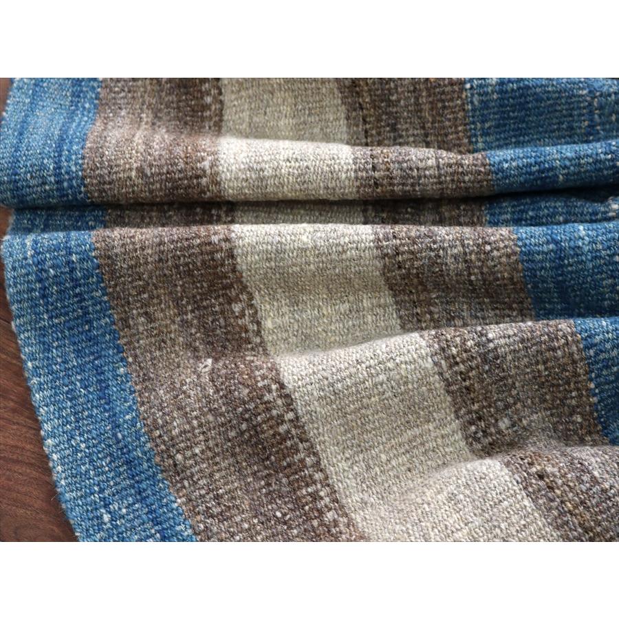 トルコの手織りキリム カルス 209x147cm ストライプ アイボリー＆ブラウン |  | 08