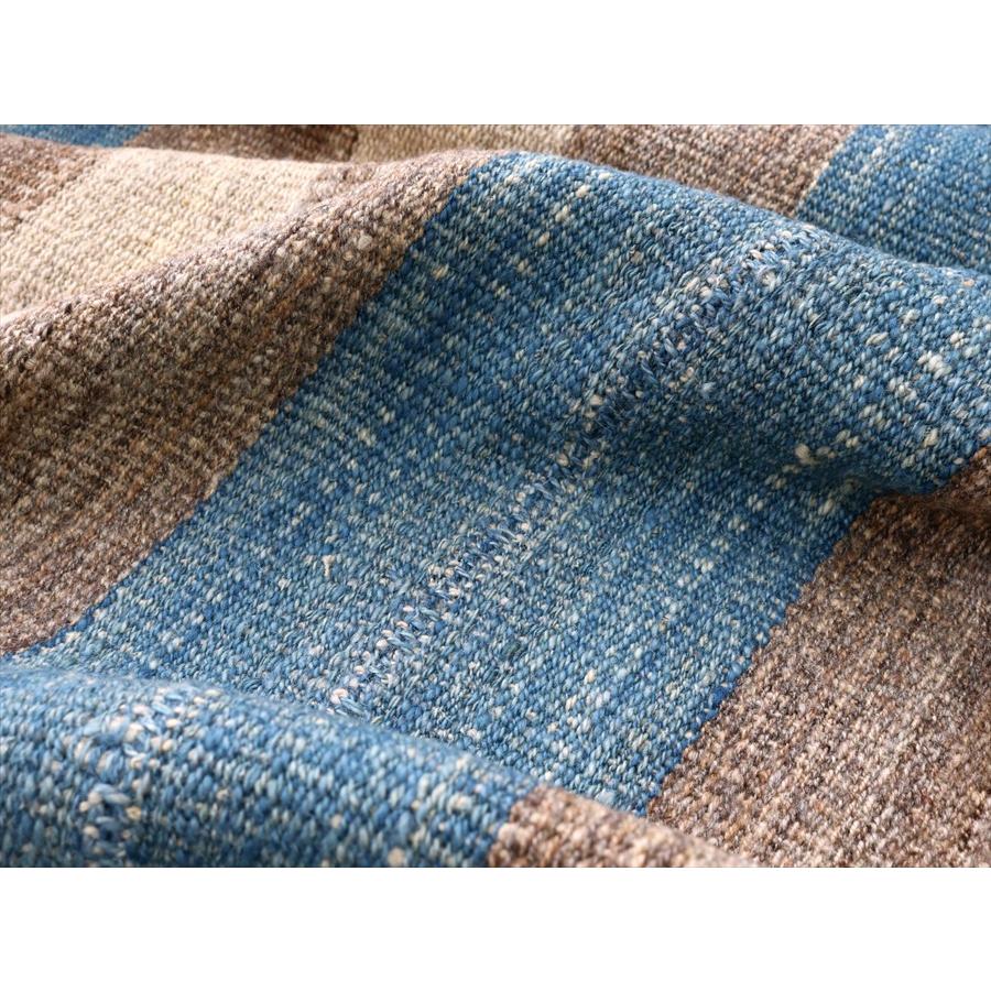 トルコの手織りキリム カルス 209x147cm ストライプ アイボリー＆ブラウン |  | 09