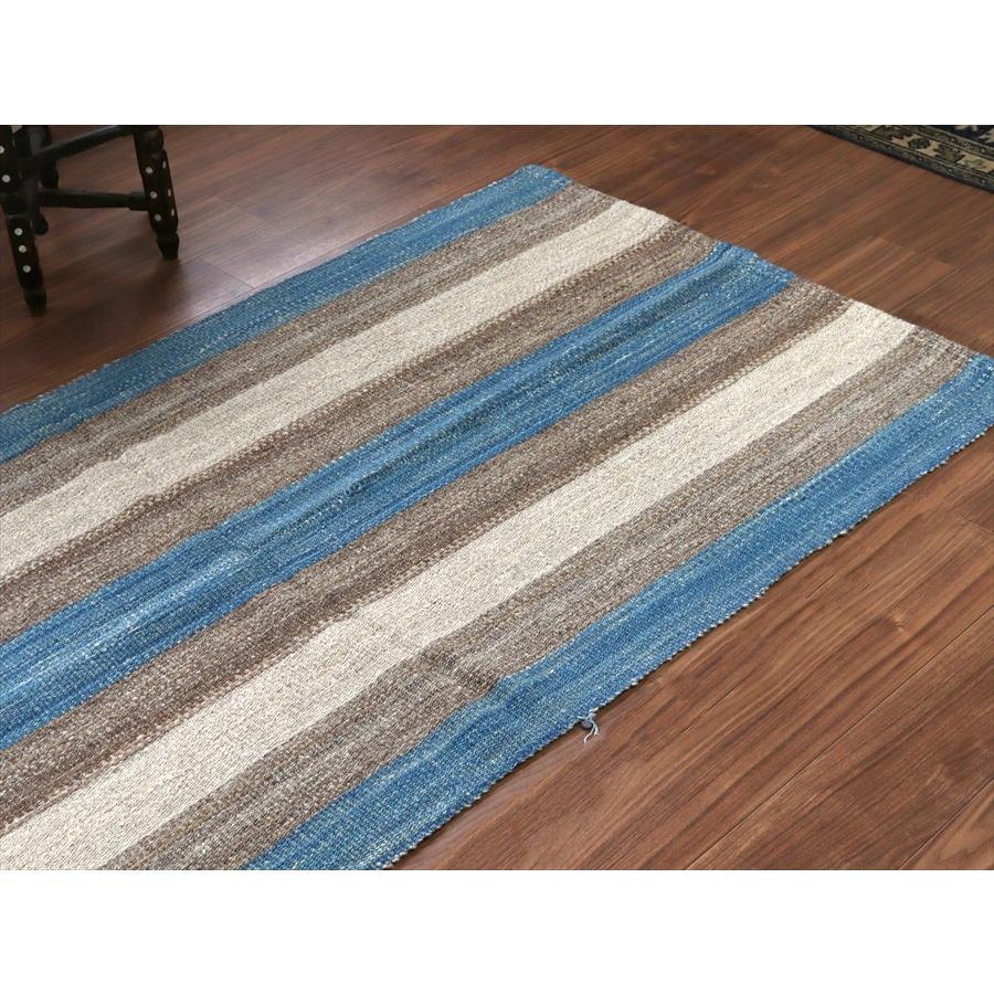 トルコの手織りキリム カルス 198x99cm ストライプ アイボリー＆ブラウン |  | 02