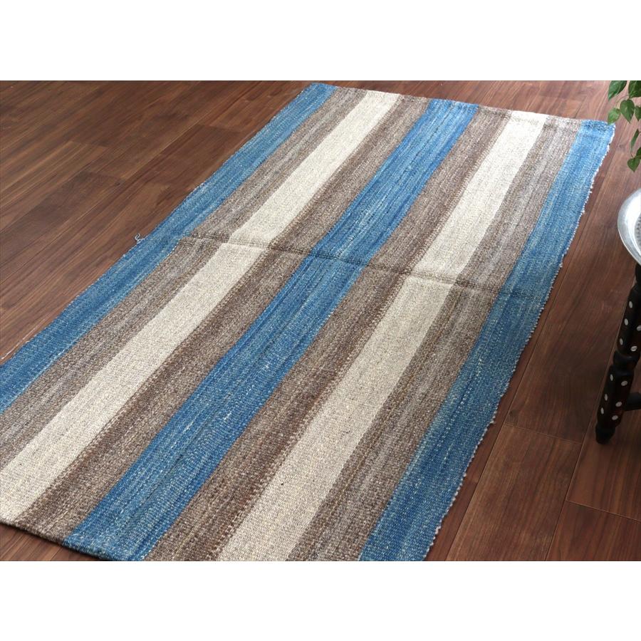 トルコの手織りキリム カルス 198x99cm ストライプ アイボリー＆ブラウン |  | 05