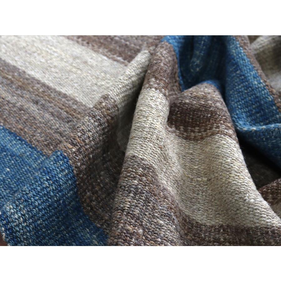 トルコの手織りキリム カルス 198x99cm ストライプ アイボリー＆ブラウン |  | 07