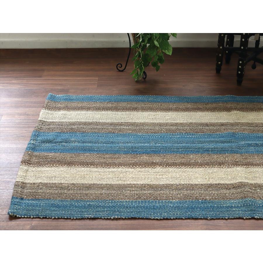 トルコの手織りキリム カルス 198x98cm ストライプ アイボリー＆ブラウン |  | 03