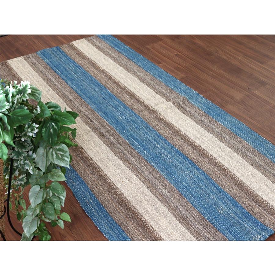 トルコの手織りキリム カルス 198x98cm ストライプ アイボリー＆ブラウン |  | 05