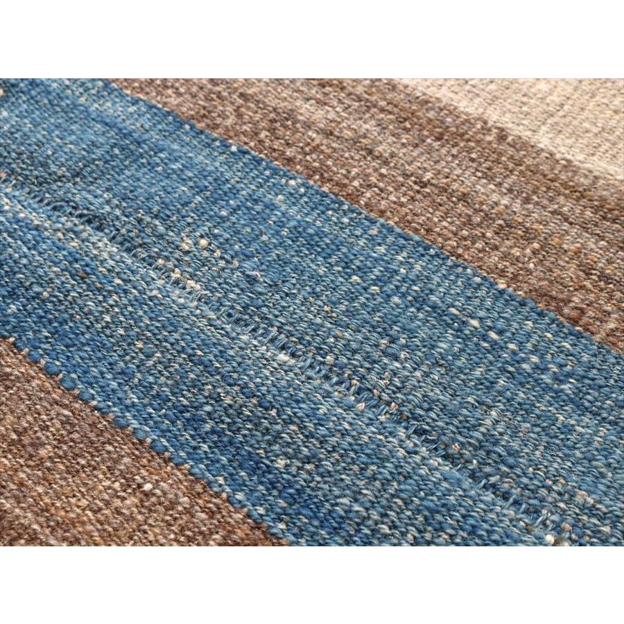 トルコの手織りキリム カルス 198x98cm ストライプ アイボリー＆ブラウン |  | 07