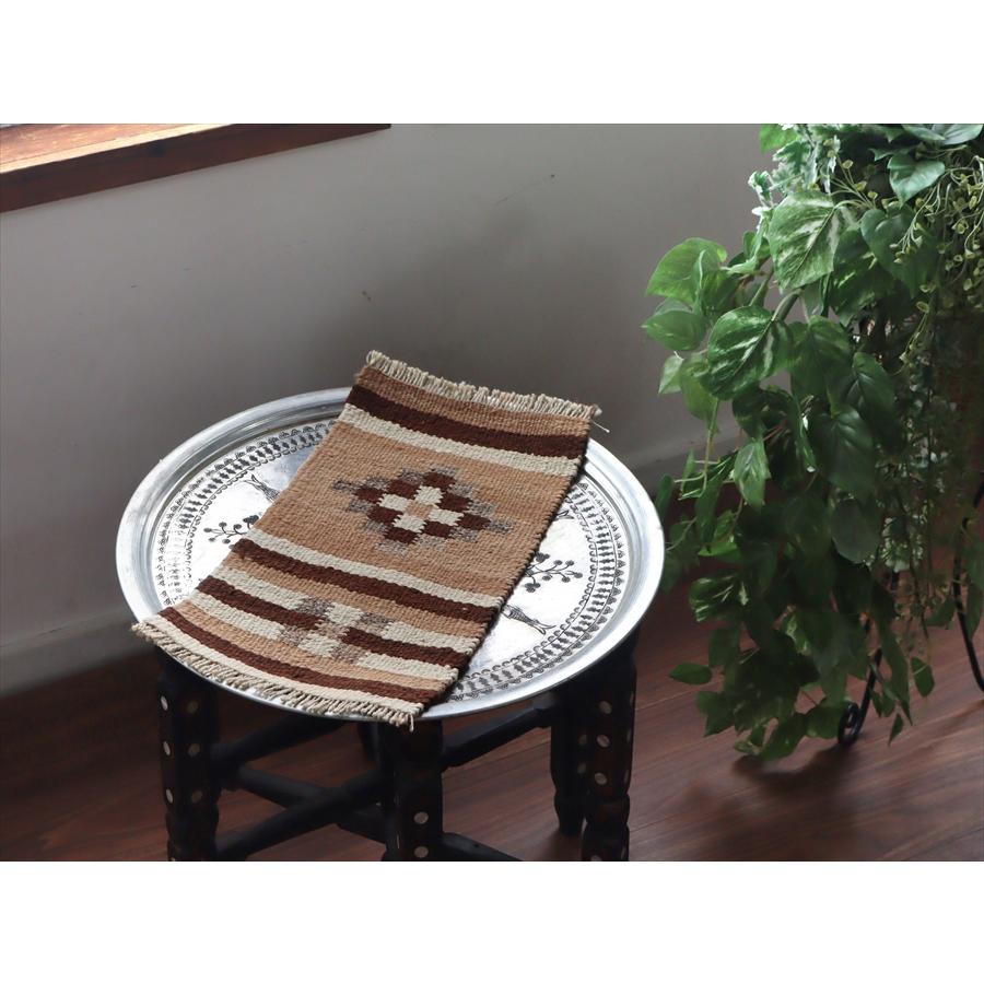 トルコの手織りキリム カルス 46x25cm 幾何学モチーフ ブラウン |  | 01