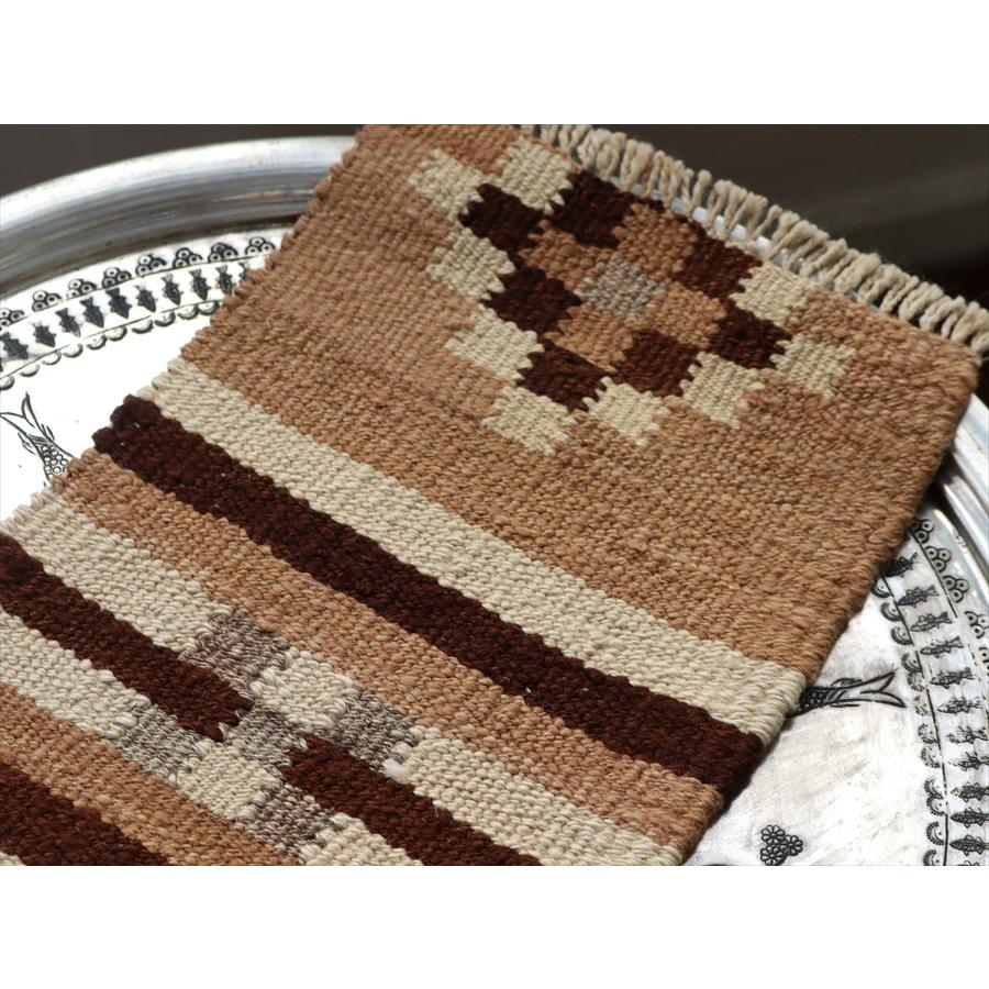 トルコの手織りキリム カルス 67x24cm 幾何学モチーフ ブラウン |  | 02