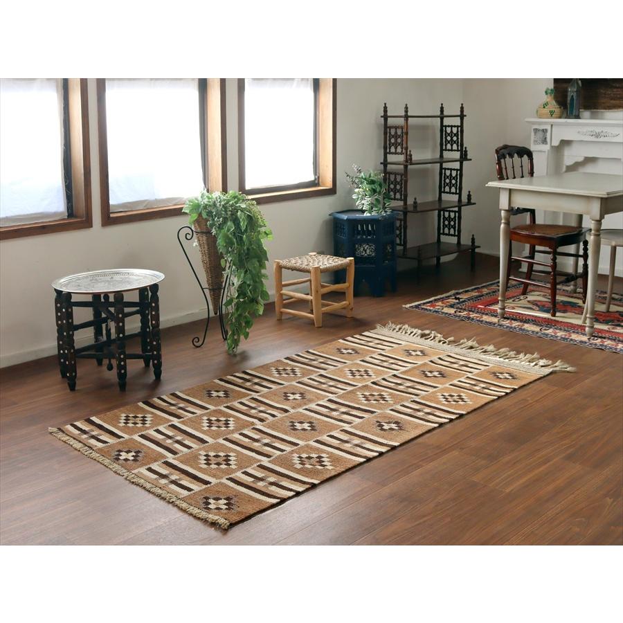トルコの手織りキリム カルス 193x100cm 幾何学モチーフ ブラウン |  | 01