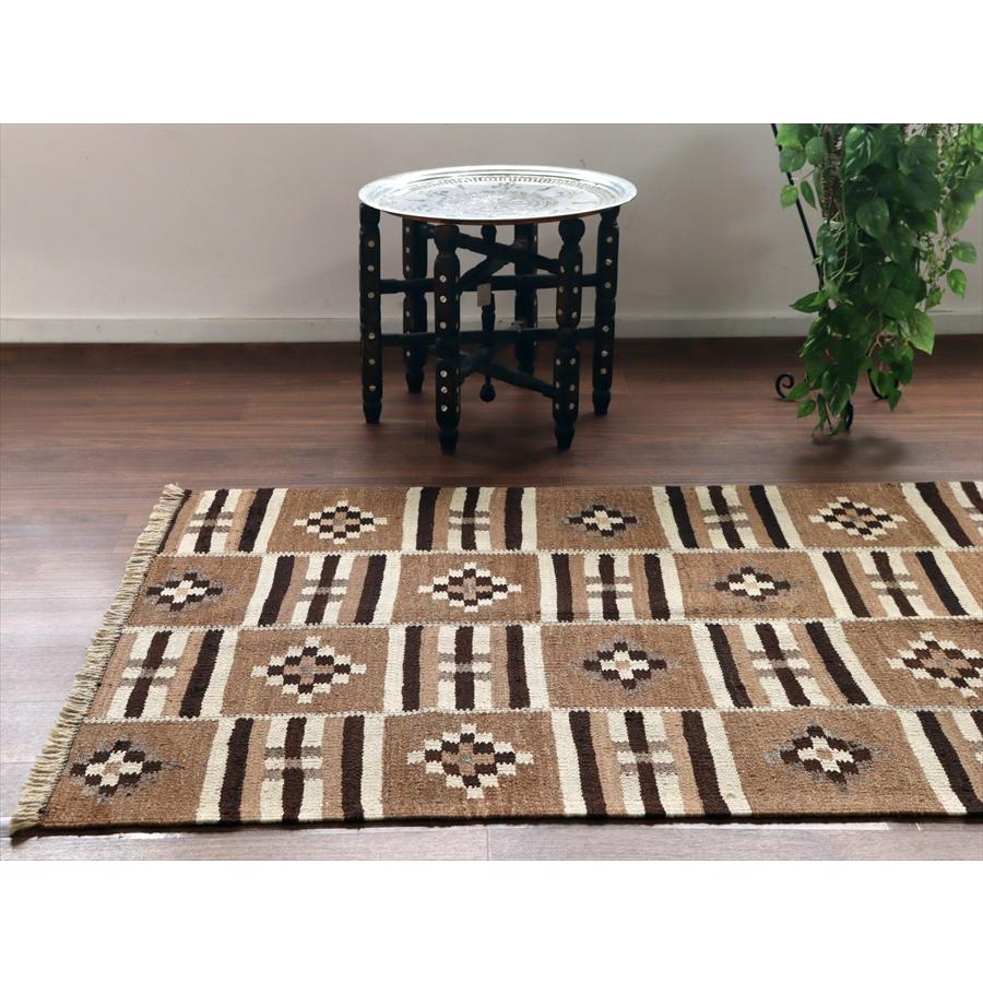 トルコの手織りキリム カルス 193x100cm 幾何学モチーフ ブラウン |  | 03