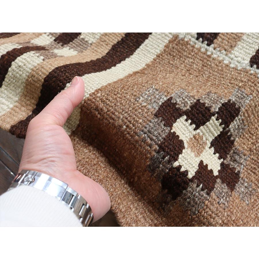 トルコの手織りキリム カルス 193x100cm 幾何学モチーフ ブラウン |  | 05