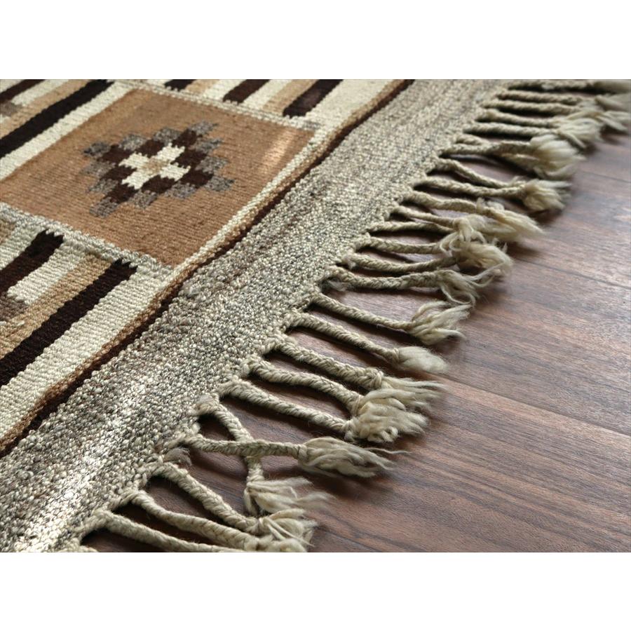 トルコの手織りキリム カルス 193x100cm 幾何学モチーフ ブラウン |  | 06
