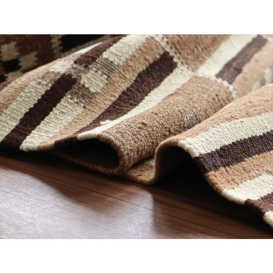 トルコの手織りキリム カルス 193x100cm 幾何学モチーフ ブラウン |  | 09