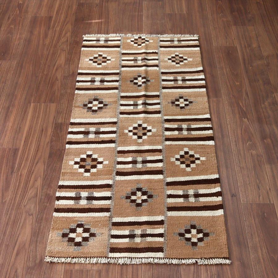 トルコの手織りキリム カルス 162x76cm 幾何学モチーフ ブラウン | 
