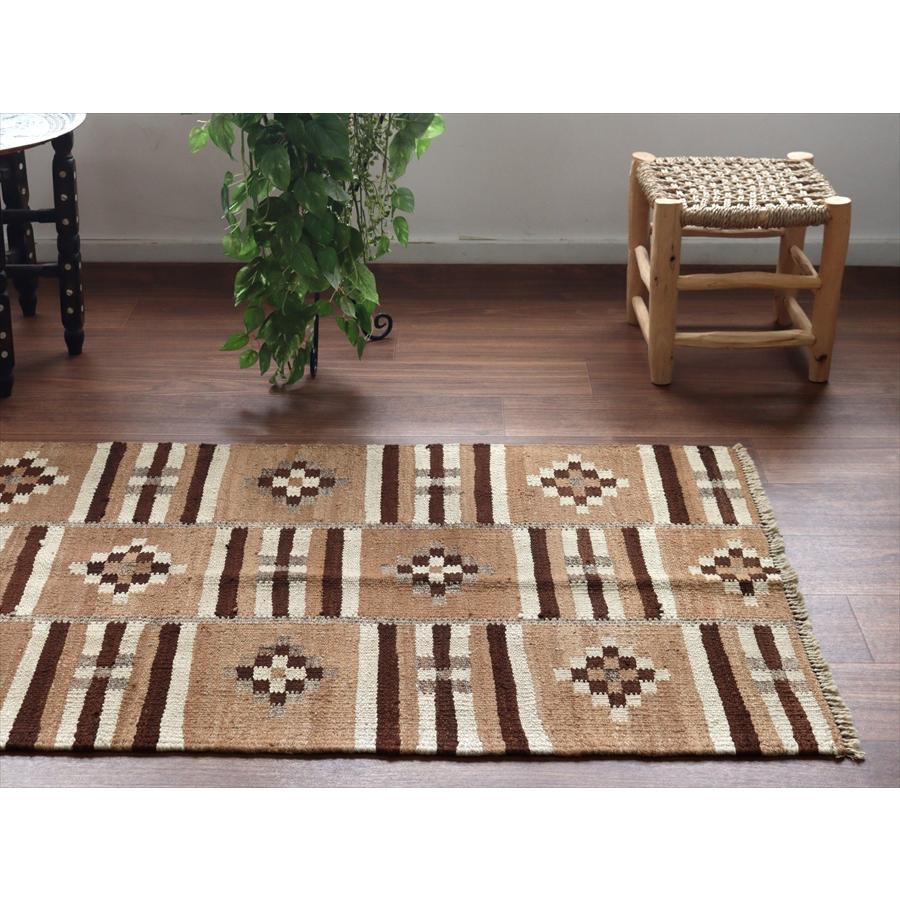 トルコの手織りキリム カルス 162x76cm 幾何学モチーフ ブラウン |  | 02