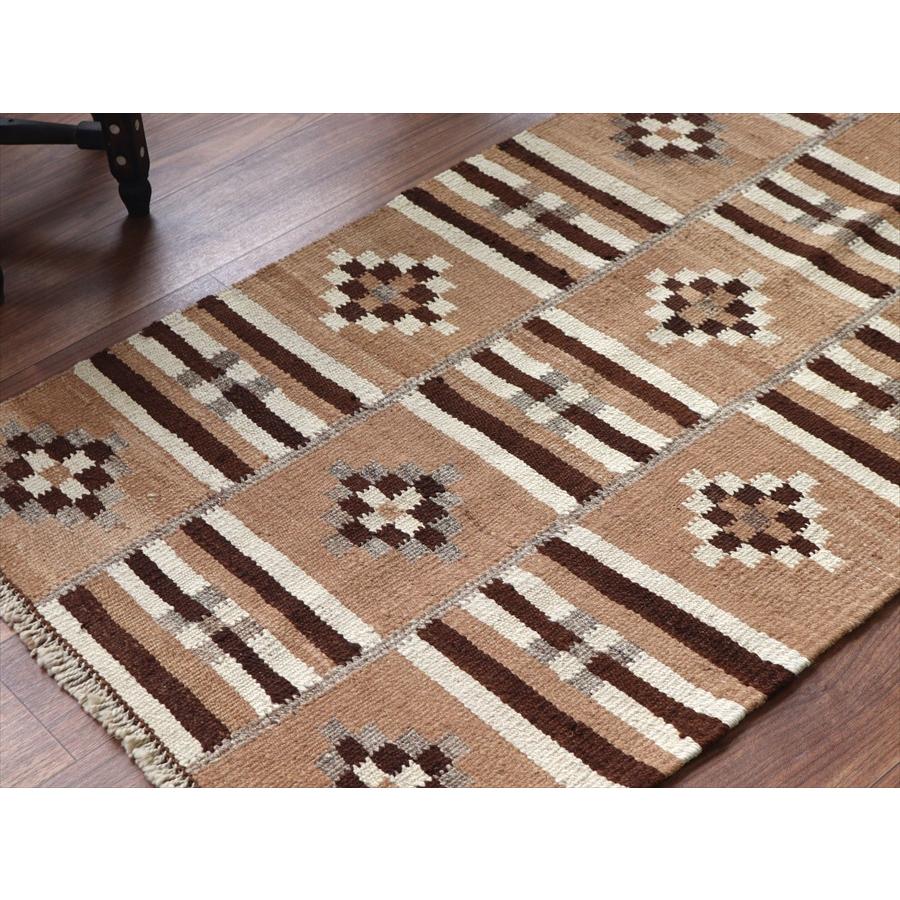 トルコの手織りキリム カルス 162x76cm 幾何学モチーフ ブラウン |  | 03