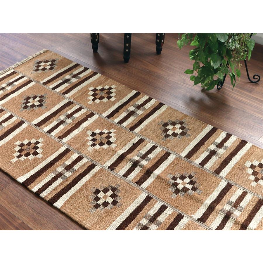 トルコの手織りキリム カルス 162x76cm 幾何学モチーフ ブラウン |  | 05