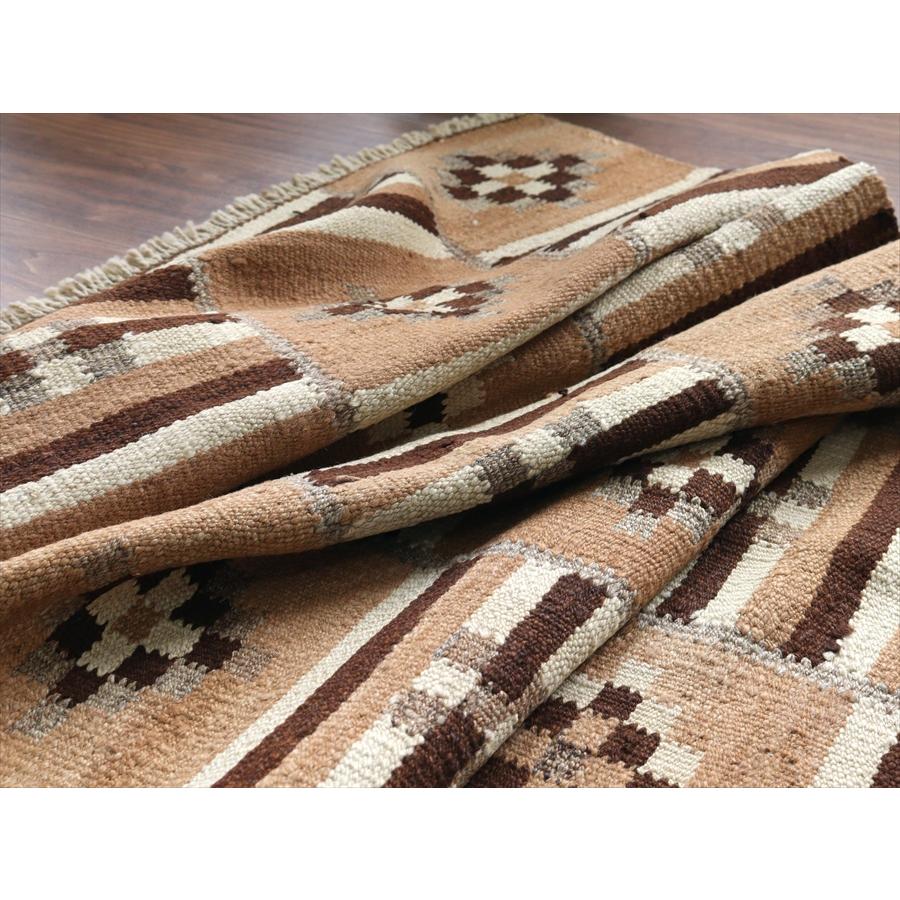 トルコの手織りキリム カルス 162x76cm 幾何学モチーフ ブラウン |  | 07