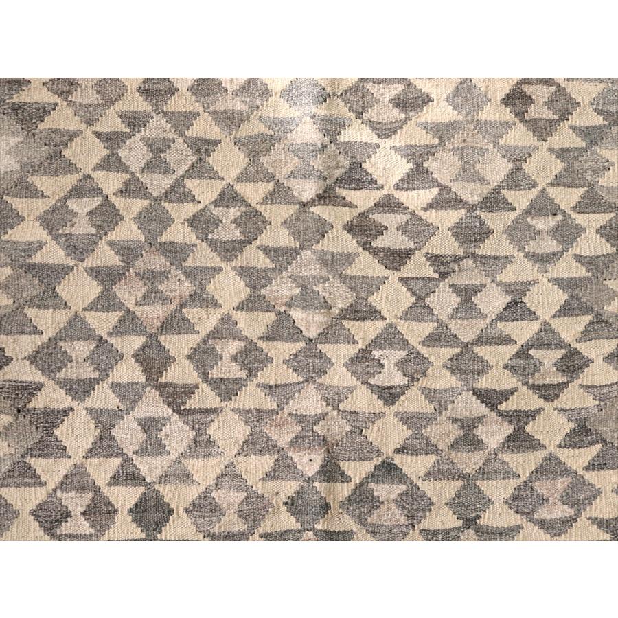 モノトーン シンプルな手織りキリム 189x143cm 幾何学モチーフ アフガンキリム_4