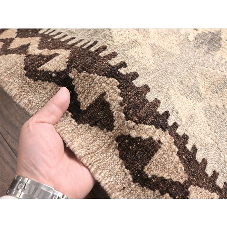 モノトーン シンプルな手織りキリム 189x143cm 幾何学モチーフ アフガンキリム_6