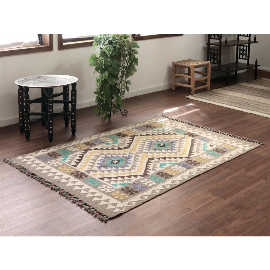 モノトーン シンプルな手織りキリム 152x102cm 幾何学モチーフ アフガンキリム |  | 01