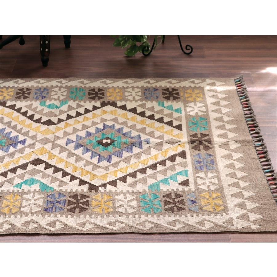 モノトーン シンプルな手織りキリム 152x102cm 幾何学モチーフ アフガンキリム |  | 02