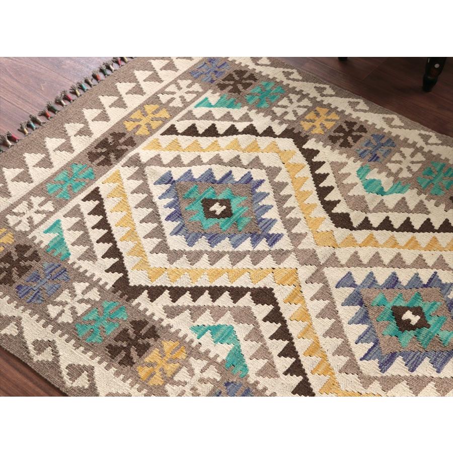 モノトーン シンプルな手織りキリム 152x102cm 幾何学モチーフ アフガンキリム |  | 03