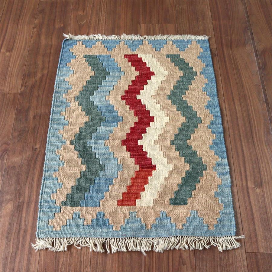 カシュカイキリム イラン 手織り 85x61cm カラフルな幾何学モチーフ | 