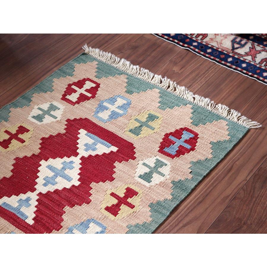 カシュカイキリム イラン 手織り 89x61cm カラフルな幾何学モチーフ |  | 02