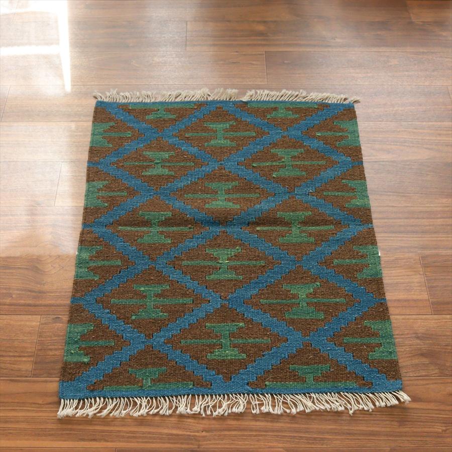 カシュカイキリム イラン 手織り 89x70cm カラフルな幾何学モチーフ | 