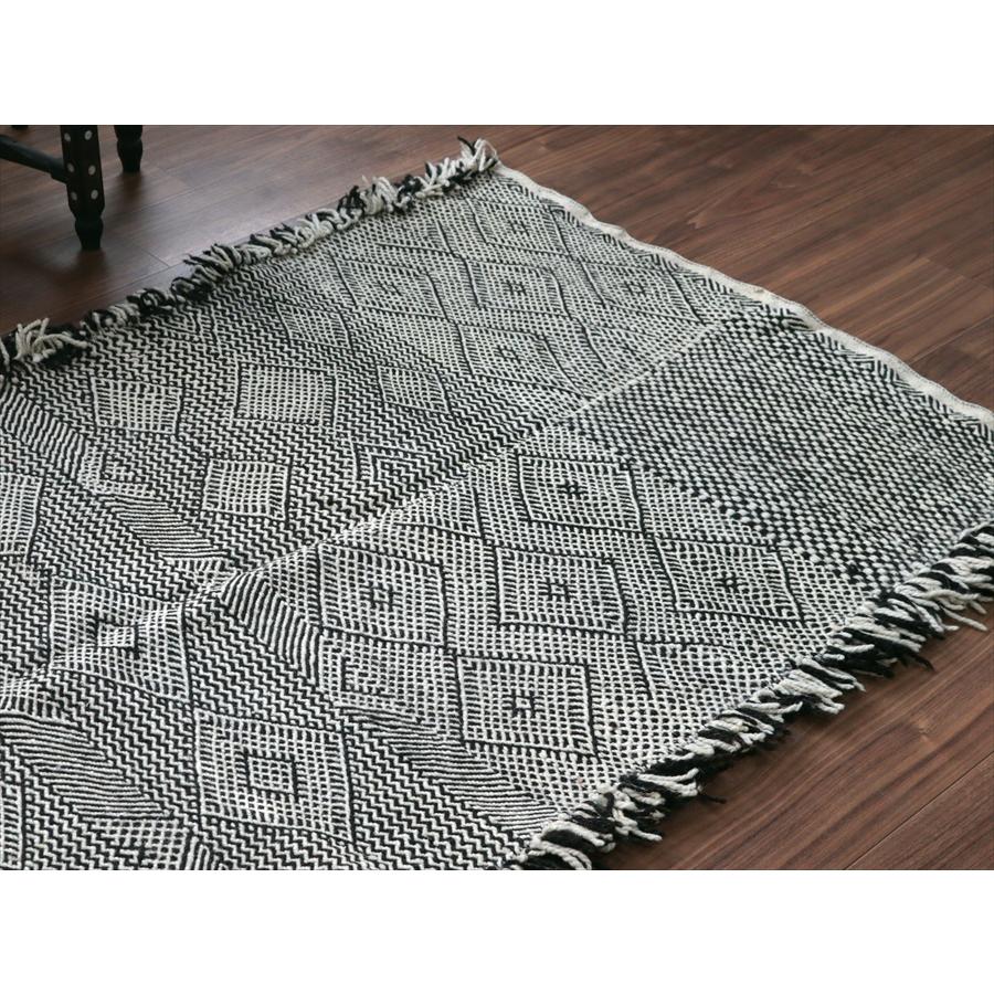 モロッコキリム ザナフィ ZANAFI kilim 205x93cm パターンの違うジジム織り モノトーン |  | 02