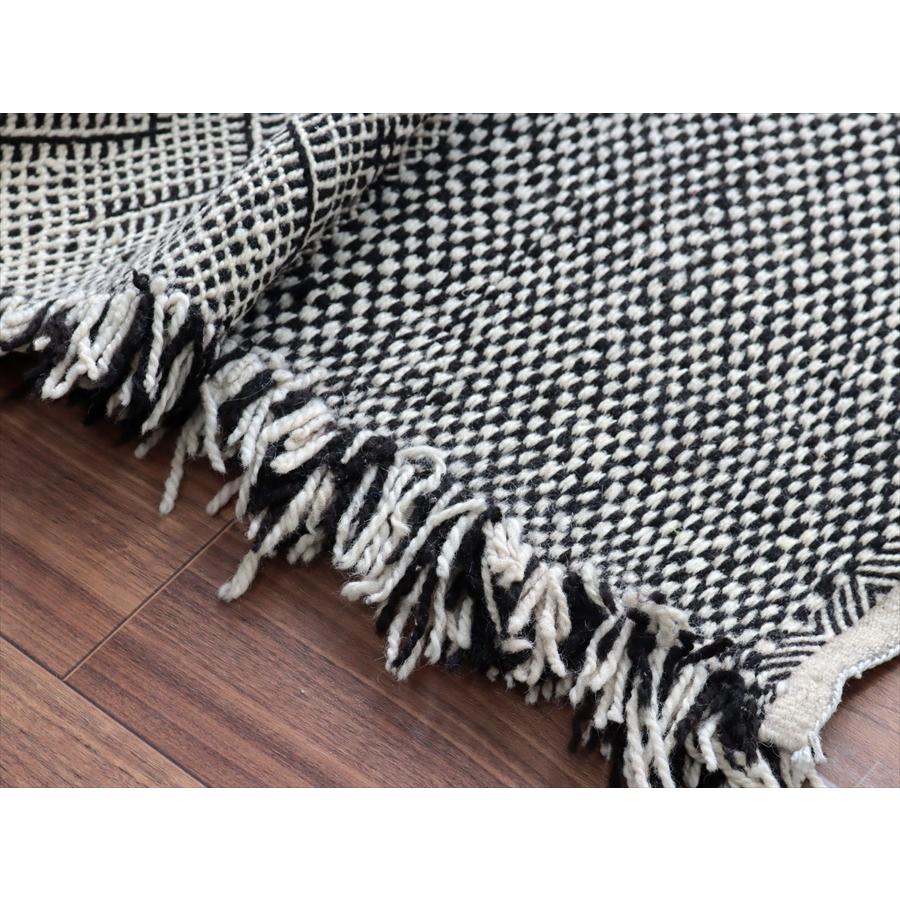 モロッコキリム ザナフィ ZANAFI kilim 205x93cm パターンの違うジジム織り モノトーン |  | 07
